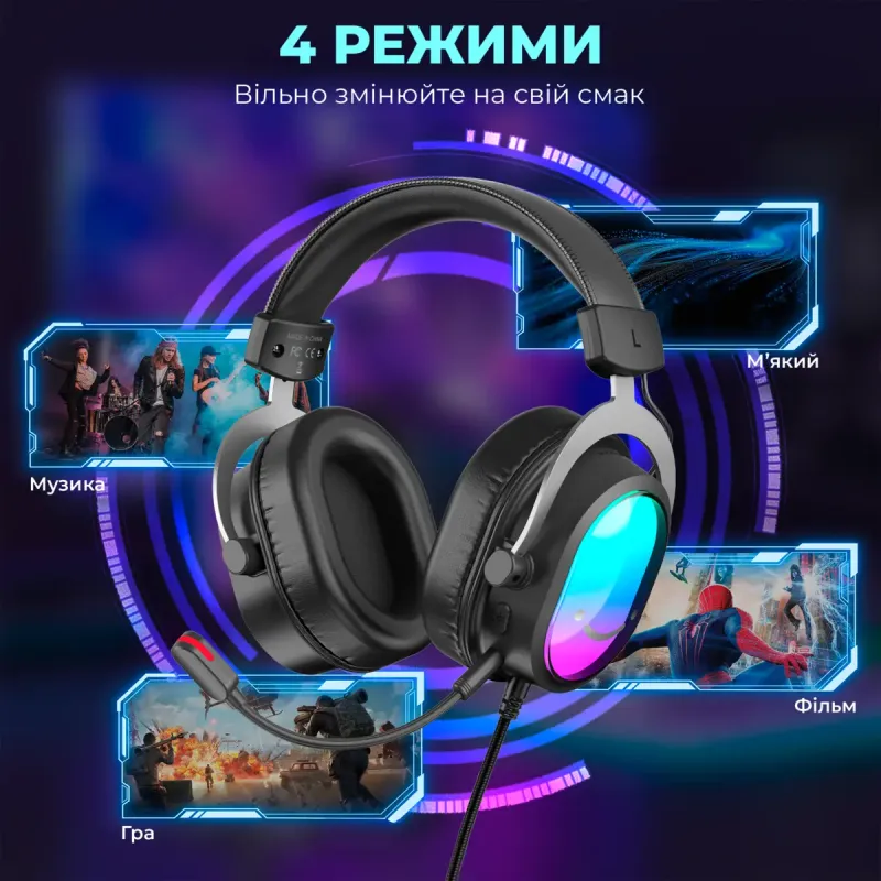 Комп'ютерна гарнітура Fifine H16 RGB Black