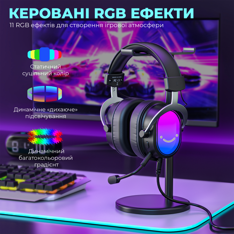 Комп'ютерна гарнітура Fifine H16 RGB Black