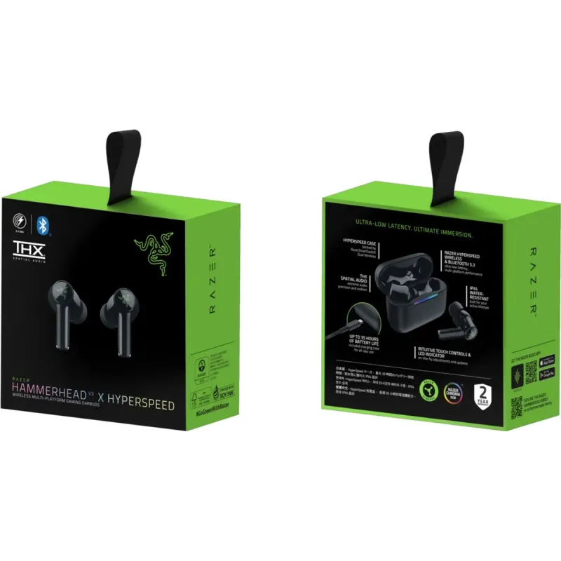 Компьютерная гарнитура Razer Hammerhead V3 X Hyperspeed Black (RZ12-05620100-R3G1)