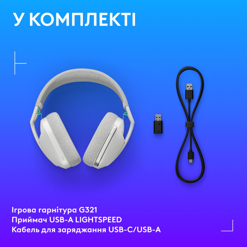 Компьютерная гарнитура Logitech G321 Lightspeed Wireless White (981-001569)