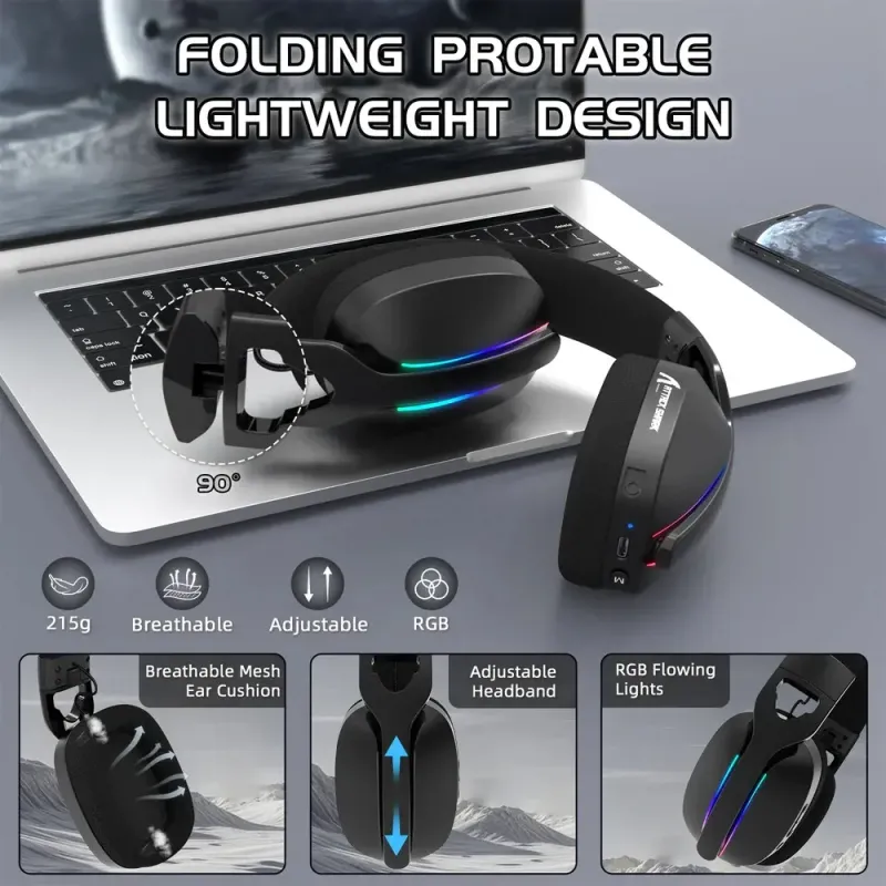 Компьютерная гарнитура Attack Shark L90 Wireless,2.4GHz/Bluetooth/3.5mm PS4/PS5/Switch/Xbox/Mac/PC Black (L90B_AS)