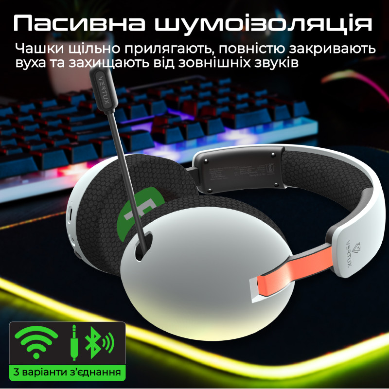 Компьютерная гарнитура Vertux BB-8 White