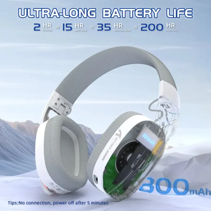 Компьютерная гарнитура Attack Shark L90 Wireless,2.4GHz/Bluetooth/3.5mm PS4/PS5/Switch/Xbox/Mac/PC White (L90W_AS)