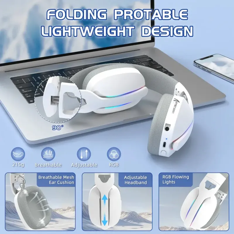 Компьютерная гарнитура Attack Shark L90 Wireless,2.4GHz/Bluetooth/3.5mm PS4/PS5/Switch/Xbox/Mac/PC White (L90W_AS)