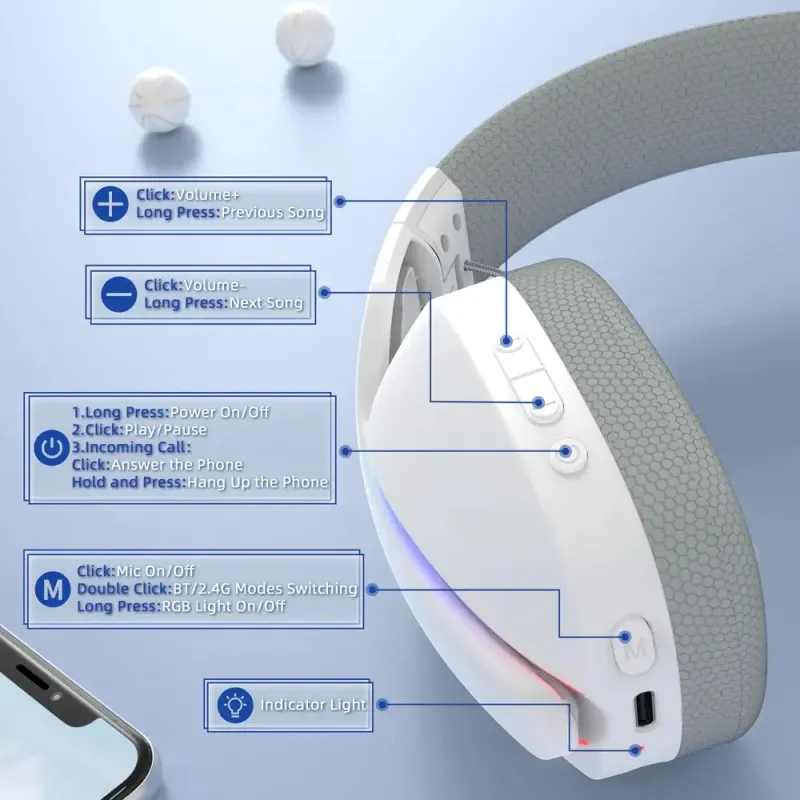 Компьютерная гарнитура Attack Shark L90 Wireless,2.4GHz/Bluetooth/3.5mm PS4/PS5/Switch/Xbox/Mac/PC White (L90W_AS)