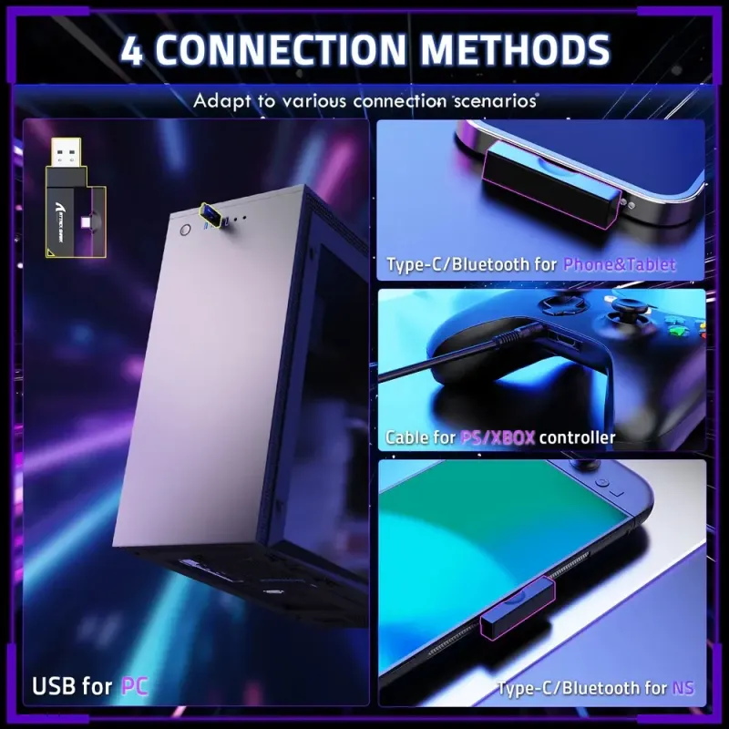 Компьютерная гарнитура Attack Shark L80PRO Wireless, 2.4GHz/Bluetooth/3.5mm Black (L80PROB_AS)