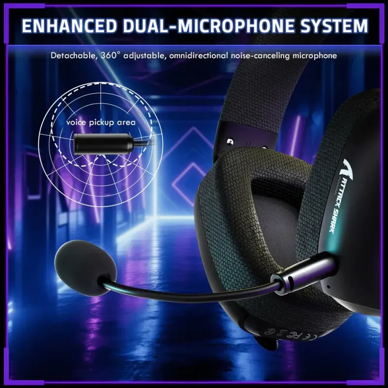Компьютерная гарнитура Attack Shark L80PRO Wireless, 2.4GHz/Bluetooth/3.5mm Black (L80PROB_AS)