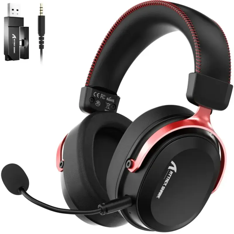 Компьютерная гарнитура Attack Shark L30PRO Wireless,2.4GHz/Bluetooth/3.5mm AUX/AUX-to-Type-C,Black and Red (L30PROBR_AS)