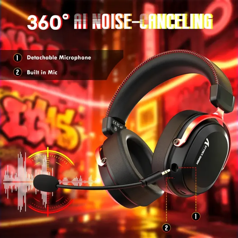 Компьютерная гарнитура Attack Shark L30PRO Wireless,2.4GHz/Bluetooth/3.5mm AUX/AUX-to-Type-C,Black and Red (L30PROBR_AS)