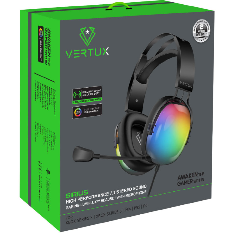 Компьютерная гарнитура Vertux Sirius 7.1 USB Black (sirius.black)