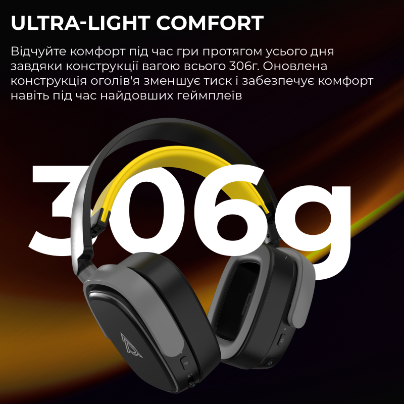 Комп'ютерна гарнітура Ajazz AHM09 MAX Black Gray Yellow (AHM09-MAX-BGY)