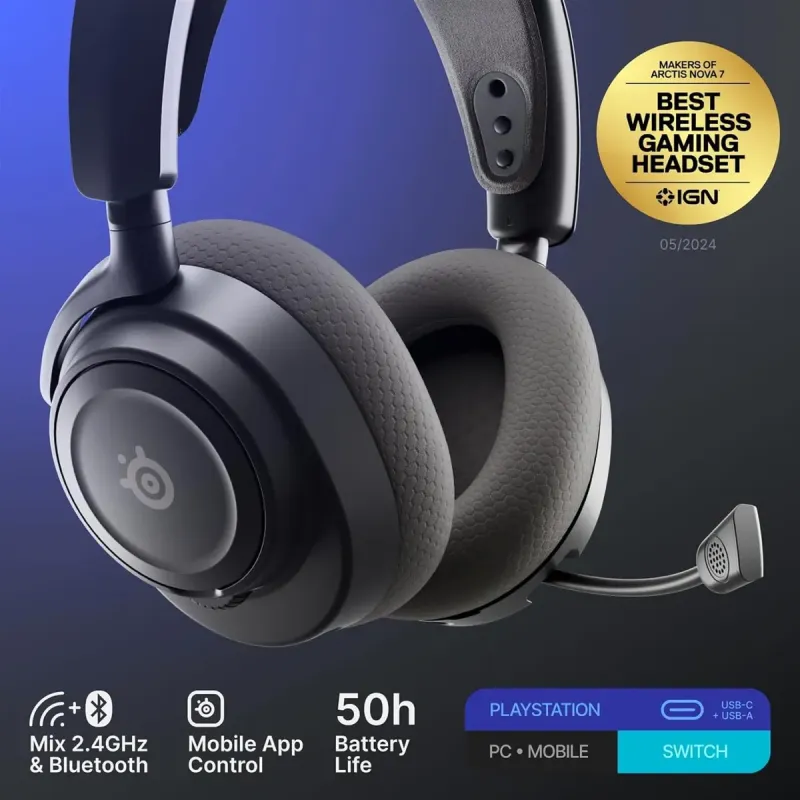 Компьютерная гарнитура SteelSeries Arctis Nova 7P Wireless Gen 2 Black (61744)