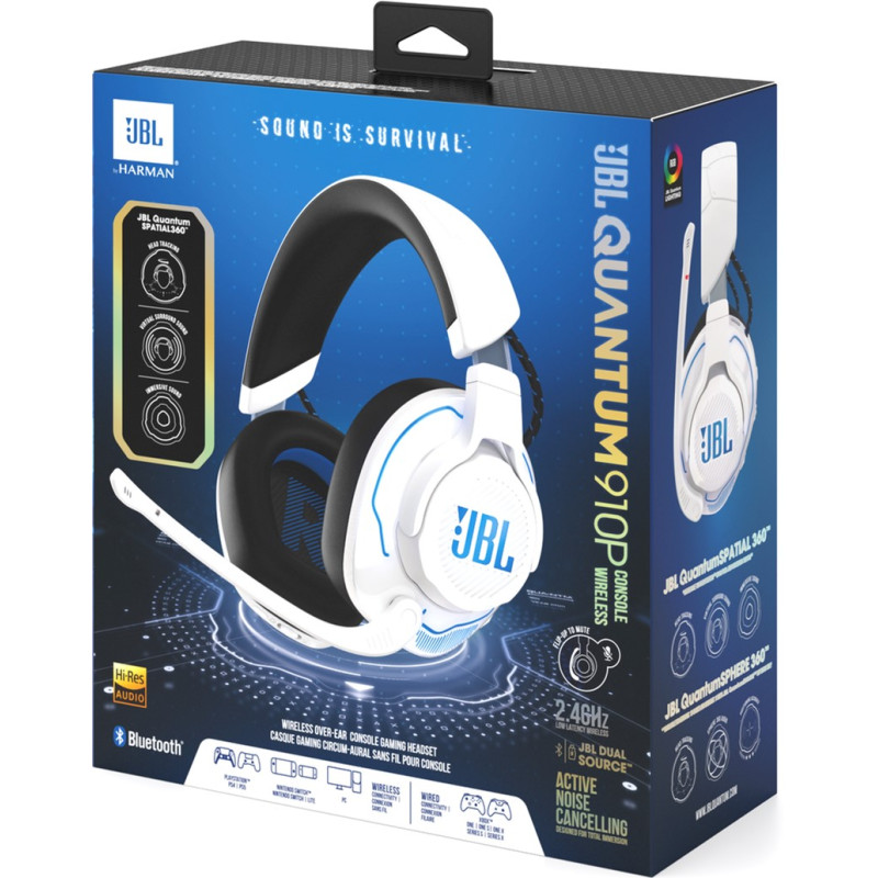 Комп'ютерна гарнітура JBL Quantum 910P Console Wireless (JBLQ910PWLWHTBLU)