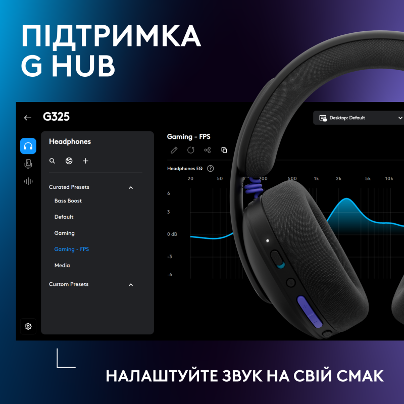 Комп'ютерна гарнітура Logitech G325 Lightspeed Wireless Black (981-001524)