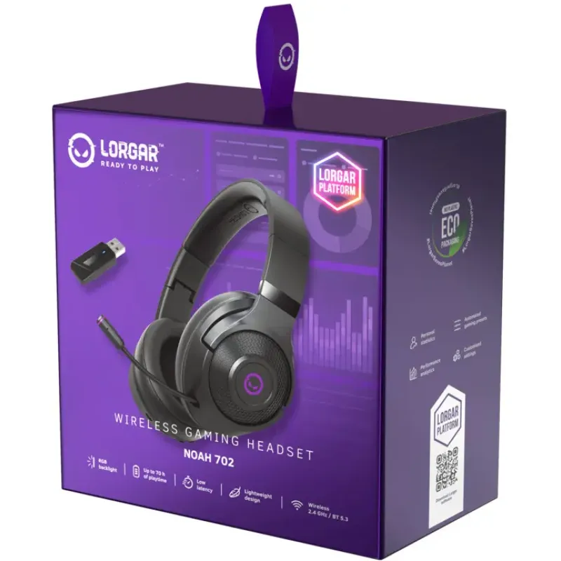 Компьютерная гарнитура LORGAR Noah 702 Wireless Gaming Black (LRG-GHS702)