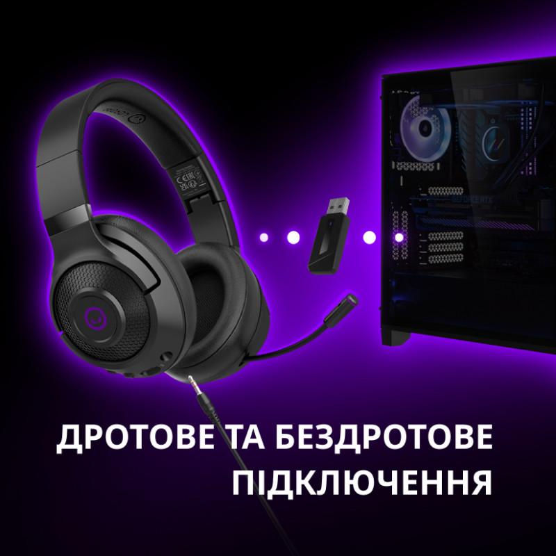 Комп'ютерна гарнітура LORGAR Noah 702 Wireless Gaming Black (LRG-GHS702)