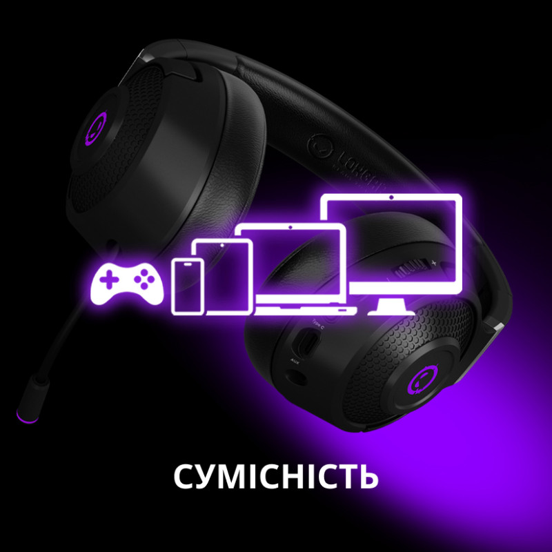 Комп'ютерна гарнітура LORGAR Noah 702 Wireless Gaming Black (LRG-GHS702)