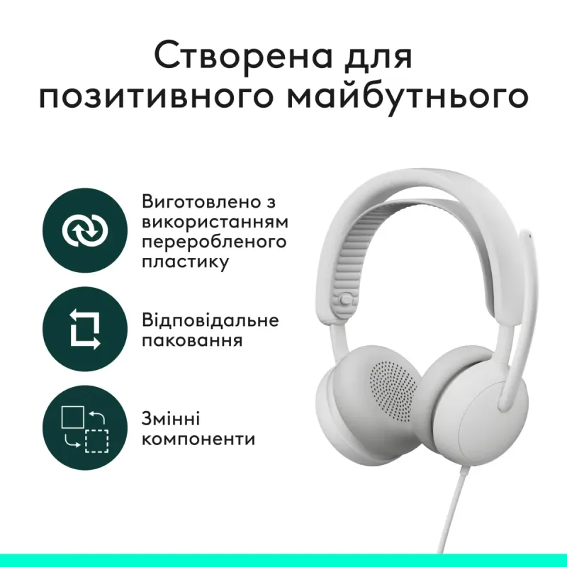 Компьютерная гарнитура Logitech Zone Wired 2 USB White (981-001621)