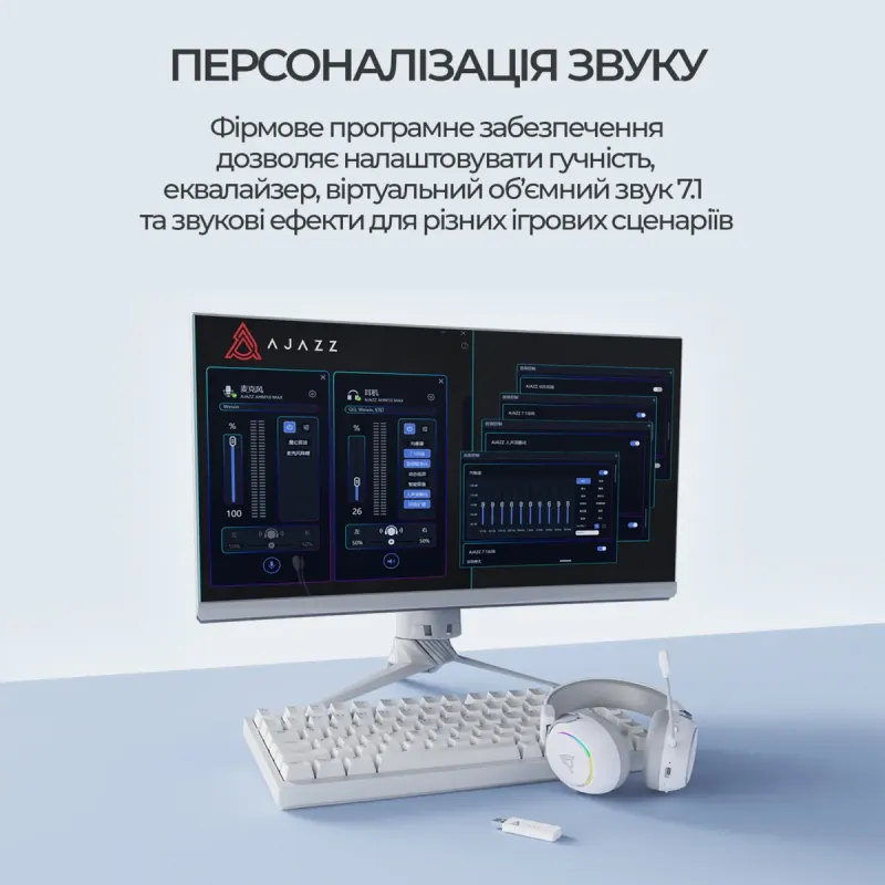 Компьютерная гарнитура Ajazz AHM10 Max White (AHM10-MAX-W)