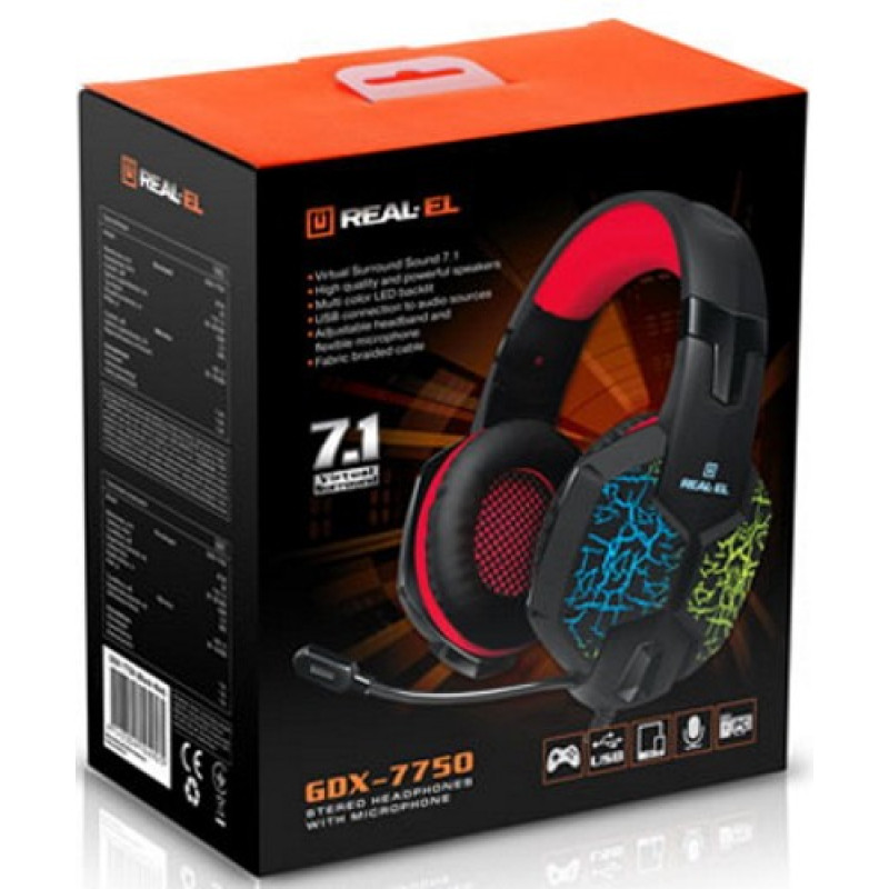 Компьютерная гарнитура REAL-EL GDX-7750 Black/Red (EL124100048)