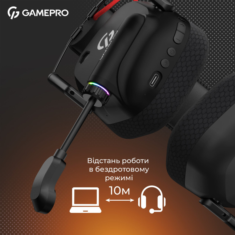 Комп'ютерна гарнітура GamePro Genesis Mercury Pro 3-Mode Black (HSW120B)