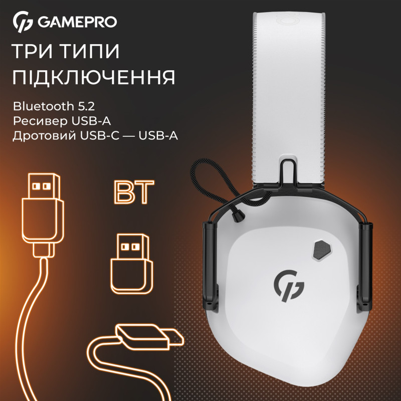 Комп'ютерна гарнітура GamePro Genesis Mercury Pro 3-Mode White (HSW120W)