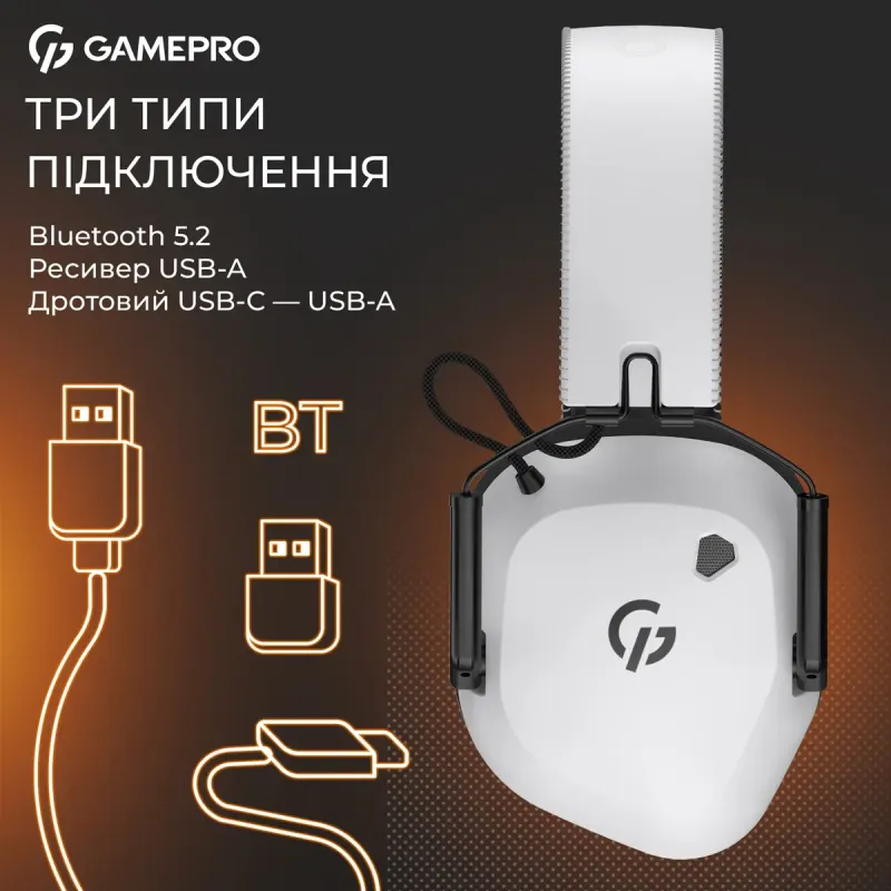 Компьютерная гарнитура GamePro Genesis Mercury Pro 3-Mode White (HSW120W)
