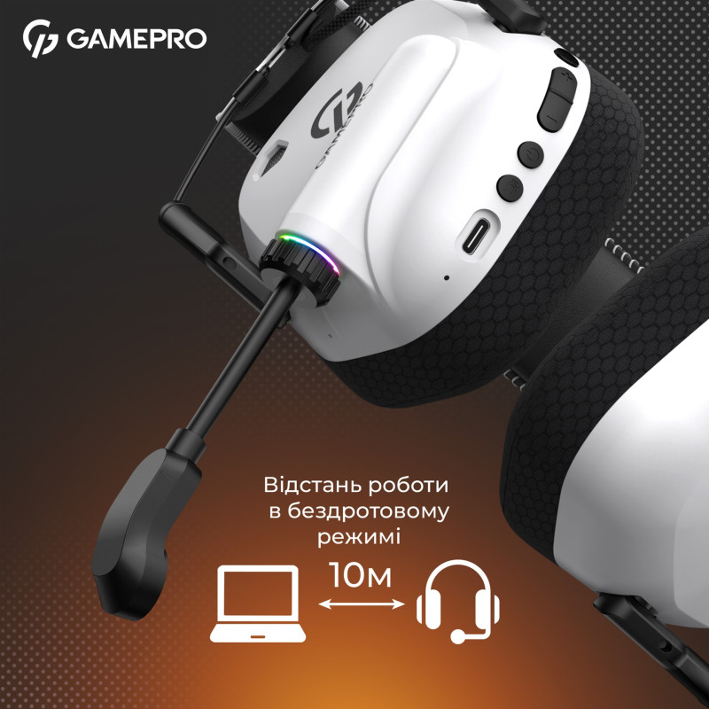 Комп'ютерна гарнітура GamePro Genesis Mercury Pro 3-Mode White (HSW120W)