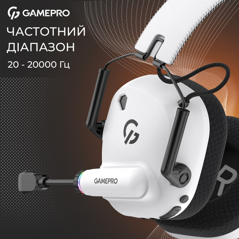 Комп'ютерна гарнітура GamePro Genesis Mercury Pro 3-Mode White (HSW120W)