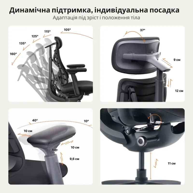 Кресло LiberNovo Omni Gen Graphite 48 см (CP-GW-1000088-00-05)