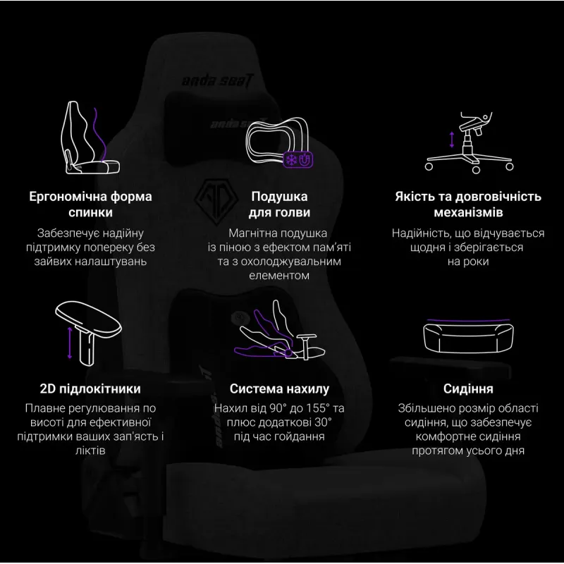 Крісло Anda Seat Novis Plus XL Fabric Black (AD23YC-XL-01-BF-B04)