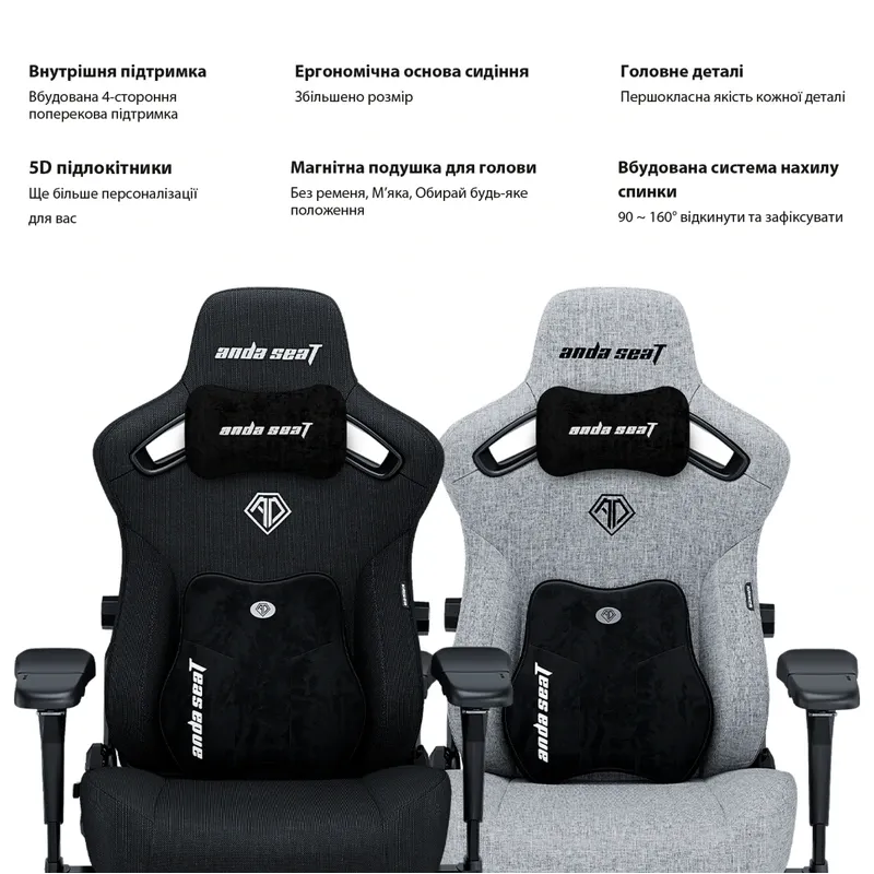 Крісло Anda Seat Kaiser 3 Pro XL Fabric Dark Gray Size XL (AD12YDC-XL-01-GB-CF-G02)