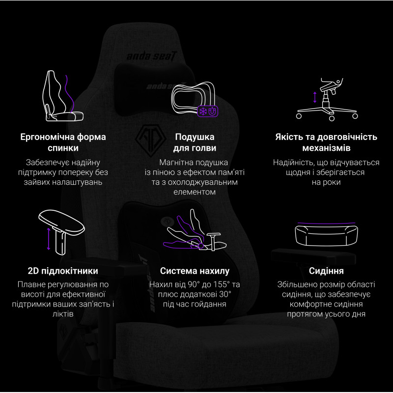 Кресло Anda Seat Novis Plus XL Fabric Grey (AD23YC-XL-01-G-F-G04)