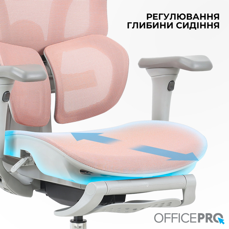 Крісло OfficePro Elite OC950GLP Gray/Light Pink