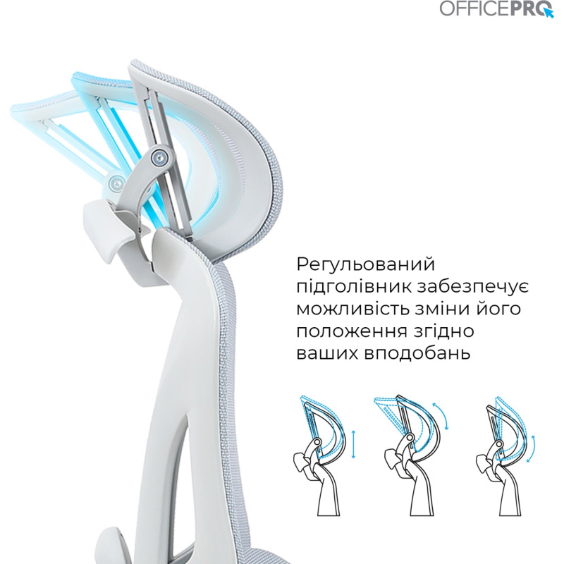 Крісло OfficePro Elite OC950GLB Gray/Light Blue