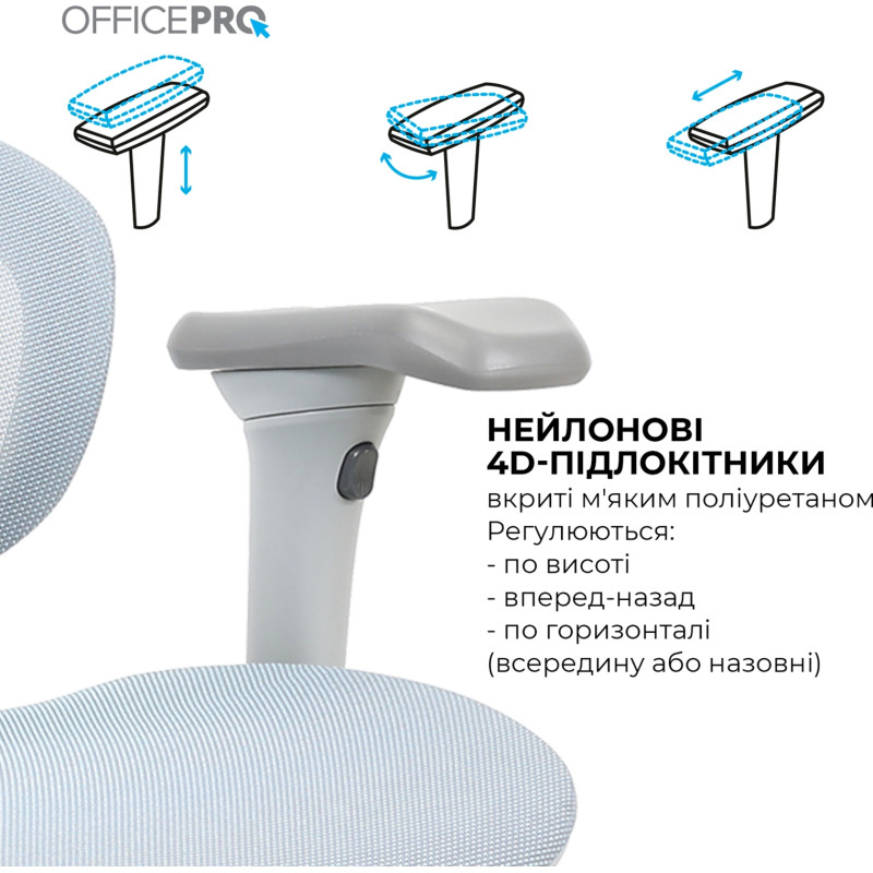 Крісло OfficePro Elite OC950GLB Gray/Light Blue