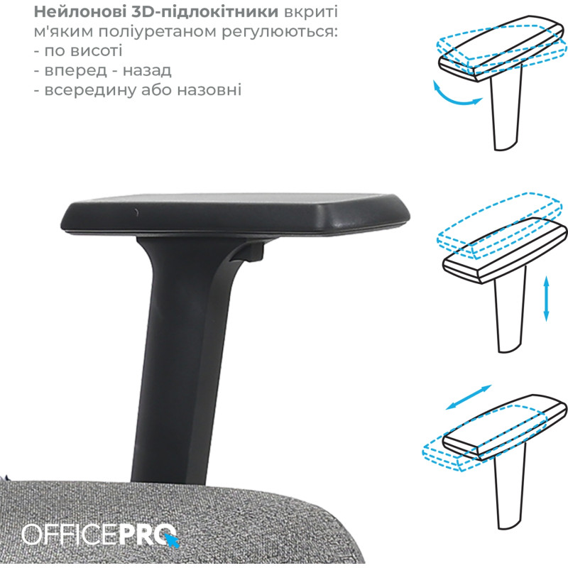 Крісло OfficePro Fusion OC577G Gray