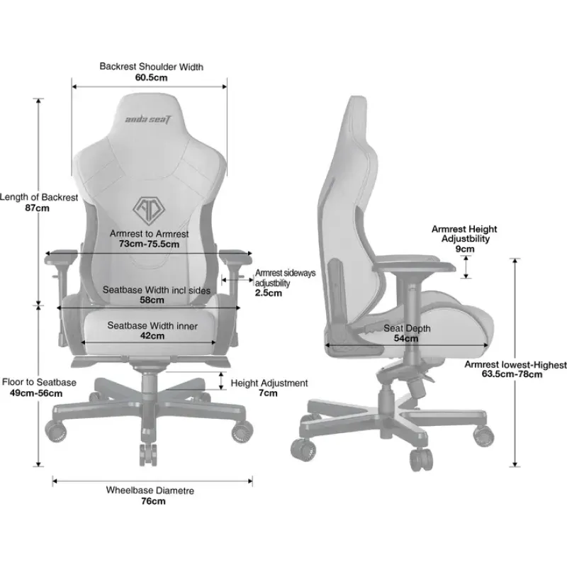 Кресло Anda Seat T-Pro 2 XL blue/black (AD12XLLA-01-SB-F)