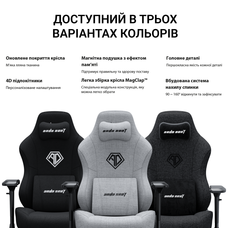 Anda Seat Phantom 3 Pro L Dark Gray Fabric (AD18YC-06-GB-F)