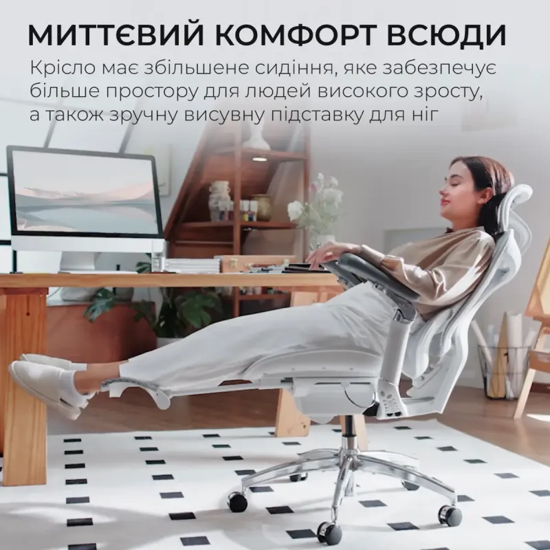 Крісло Sihoo DORO C300 Pro Mesh White with footrest (DORO-C300-PRO-M102-JT)