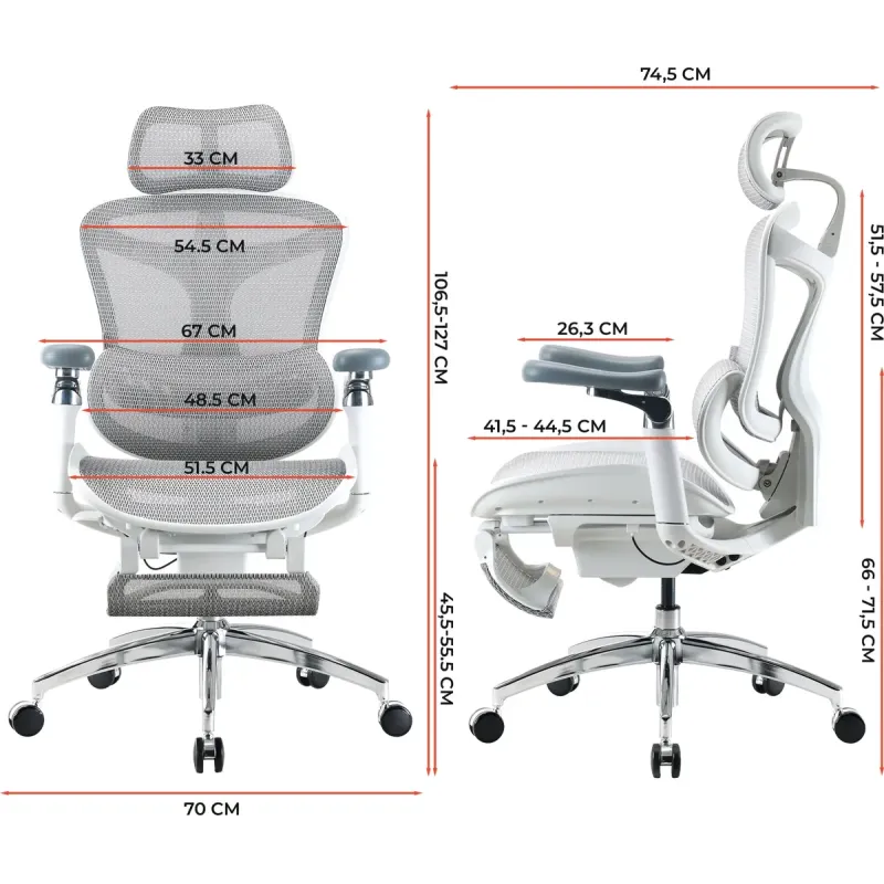 Крісло Sihoo DORO C300 Pro Mesh White with footrest (DORO-C300-PRO-M102-JT)