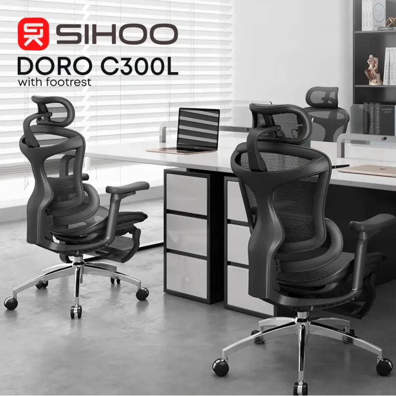 Крісло Sihoo DORO C300L Mesh Black with footrest (DORO-C300L-A3-101-JT)