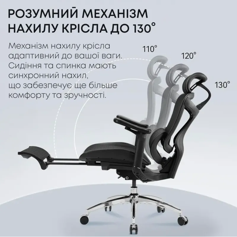 Крісло Sihoo DORO C300L Mesh Black with footrest (DORO-C300L-A3-101-JT)