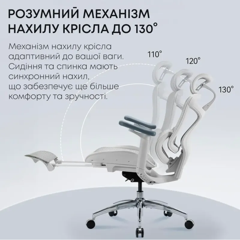 Крісло SIHOO Doro C300L with Footrest White (DORO-C300L-A3-102-JT)