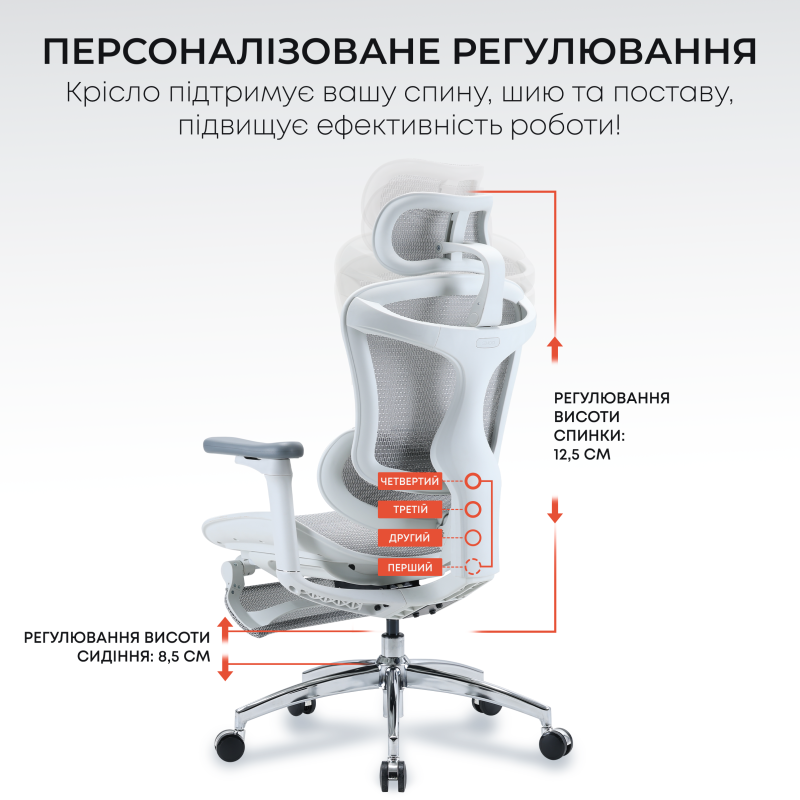 Крісло SIHOO Doro C300L with Footrest White (DORO-C300L-A3-102-JT)