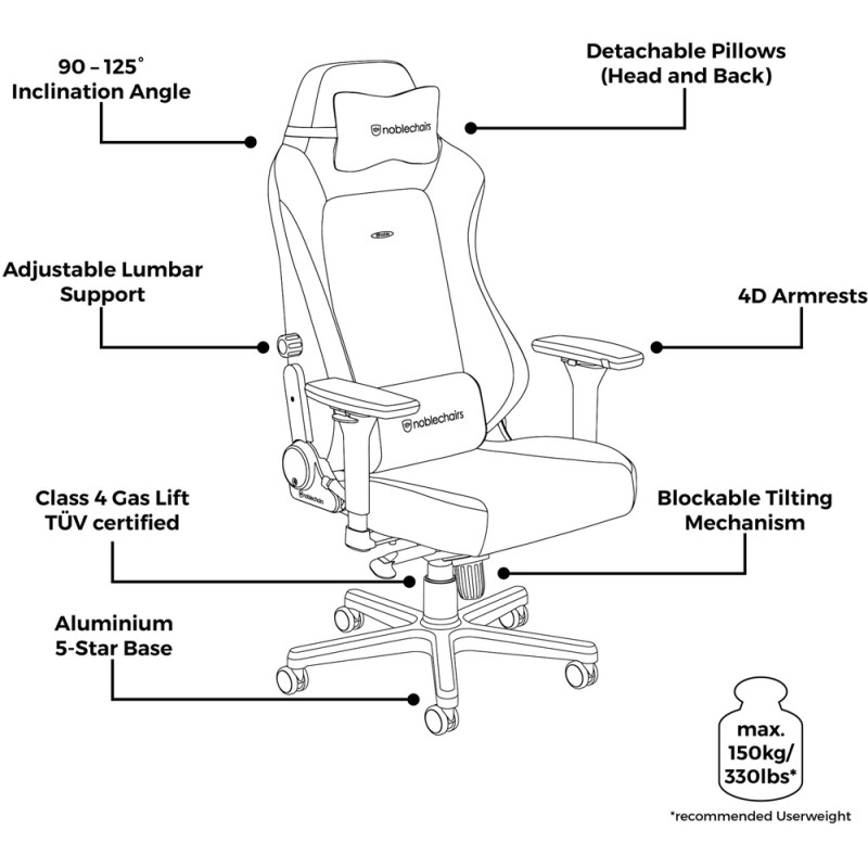 Крісло Noblechairs Hero Gaming Black Edition (NBL-HRO-PU-BED)