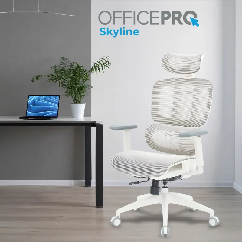 Крісло OfficePro Skyline OC680-W-LG-LG White/Light Gray