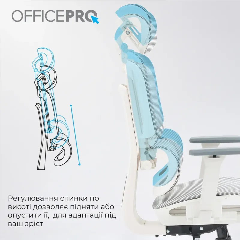 Крісло OfficePro Skyline OC680-W-LG-LG White/Light Gray