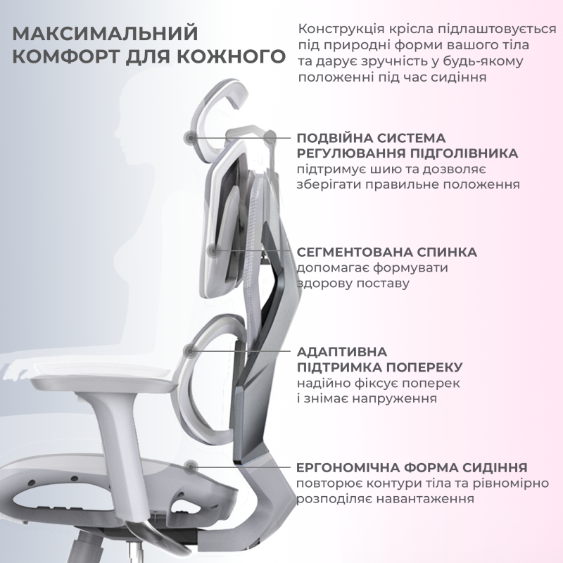 Крісло SIHOO X5C Mesh Grey (X5FC-N101)