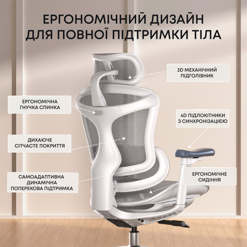 Крісло SIHOO DORO C300L Mesh White (DORO-C300L-A3-102)